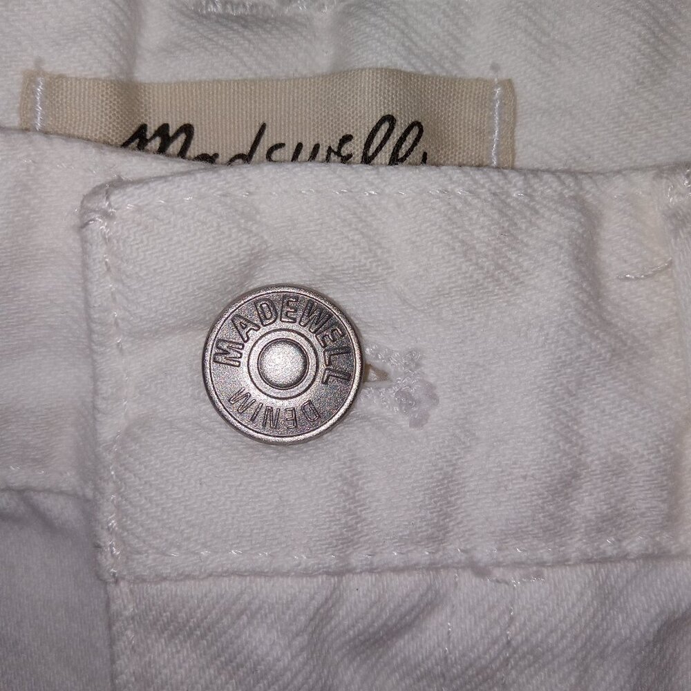 Madewell White Denim Shorts Womens 29 Relaxed Fit Raw Hem Button Fly 3" Inseam - Picture 7 of 16
